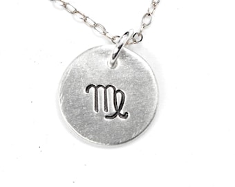 Zodiac Sign 1/2" round sterling silver everyday necklace