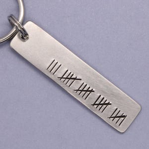 Tally Mark Keychain - Custom number - tick mark keychain - anniversary keychain - Available in Aluminum and Stainless Steel