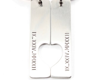 Roman Numeral Matching Couples Keychain Set