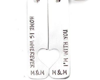 Home is wherever I'm with you - Couples Keychain Set