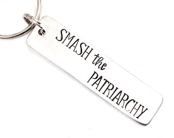 Smash de patriarchaat hand gestempelde sleutelhanger