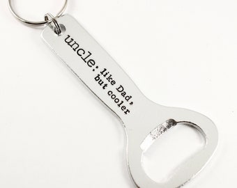 Daddy Papa Uncle Beer Opener Birthday Grandpa Pickup Truck Hand Stamped Bottle Opener Keychain Personalized Stainless Steel