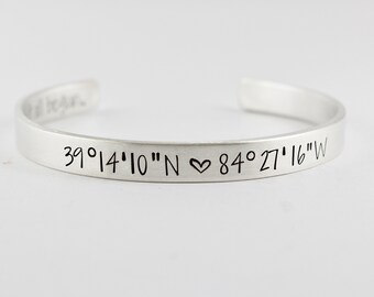 jewelry Bracelet France adjustable bracelet, Travel GPS City of Paris Coordinates map Stamped Bracelet Wrist cuff