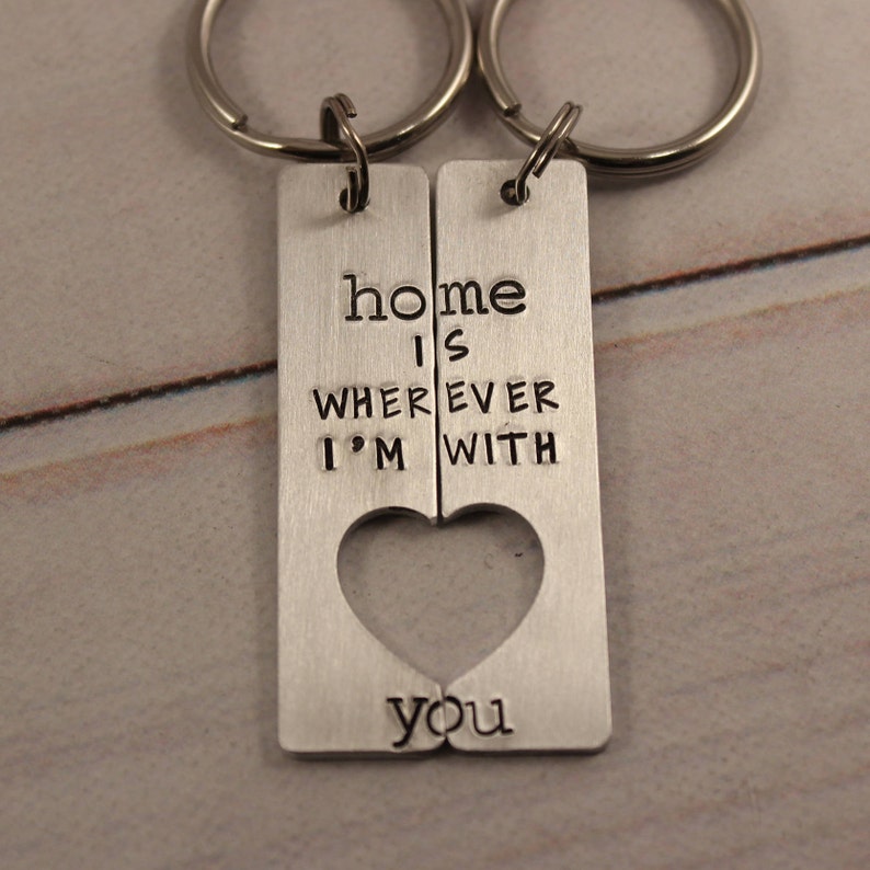 Home is Wherever I'm With You Couples Keychain Set Etsy