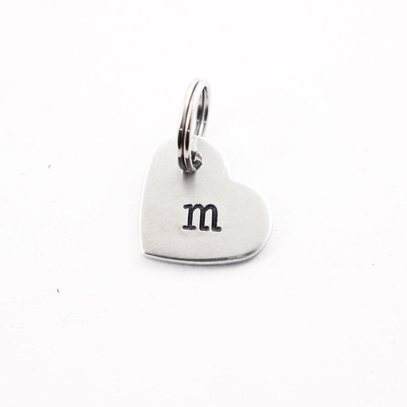 Custom Hand Stamped Initial Keychain Small Heart | Etsy