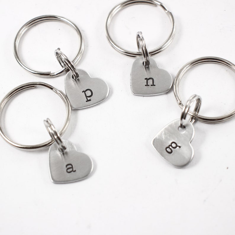 Custom Hand Stamped Initial Keychain Small Heart - Etsy