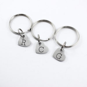Custom Hand Stamped Initial Keychain - Small Heart - Etsy