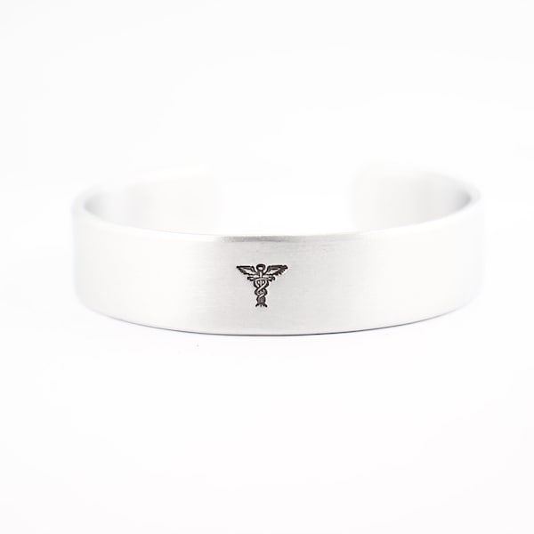 Custom Medical Alert Cuff Bracelet - 1/2" Wide Pure Aluminum - can be stamped with condition on inside or outside