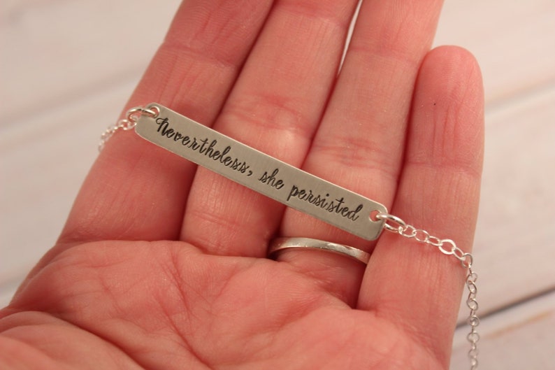 Nevertheless she persisted sterling silver necklace hand stamped necklace she persisted necklace-Nevertheless she persisted charm NSPDC image 4