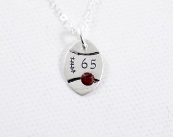 Football Charm with numbers - sterling silver charm necklace - layering necklace - Football Number Charm - football mom