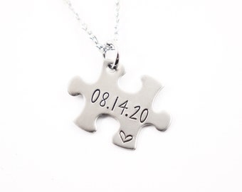 Single puzzle piece with name, date or initials Charm Add-On / Keychain /  necklace