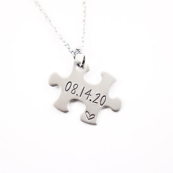 Single puzzle piece with name, date or initials Charm Add-On / Keychain /  necklace