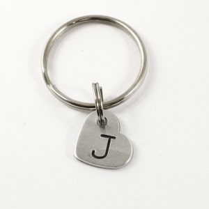 Custom Hand Stamped Initial Keychain - Small Heart - Etsy