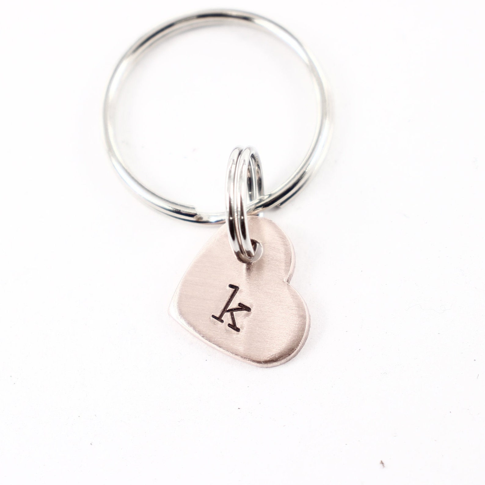 Custom Hand Stamped Initial Keychain Small Heart - Etsy