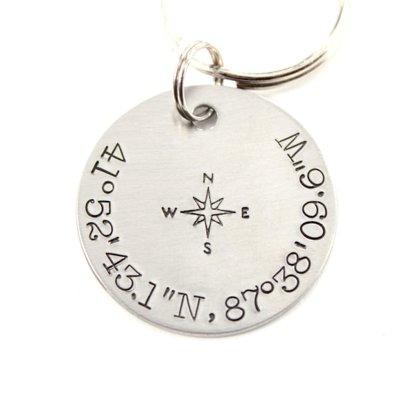 Coordinates Keychain Etsy