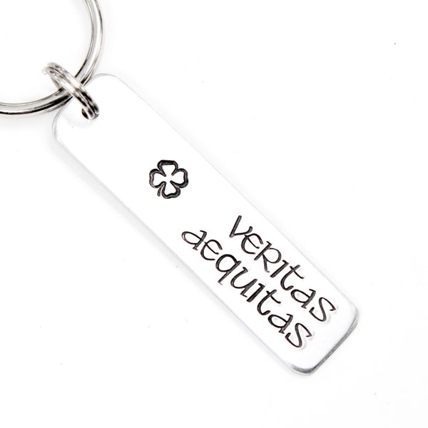Veritas Aequitas - personalizable keychain - hand-stamped keychain
