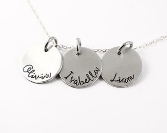 Three Name Charm Necklace  - Mother's / Mommy Necklace - personalized mother's necklace - Sterling Silver - mother's day gift