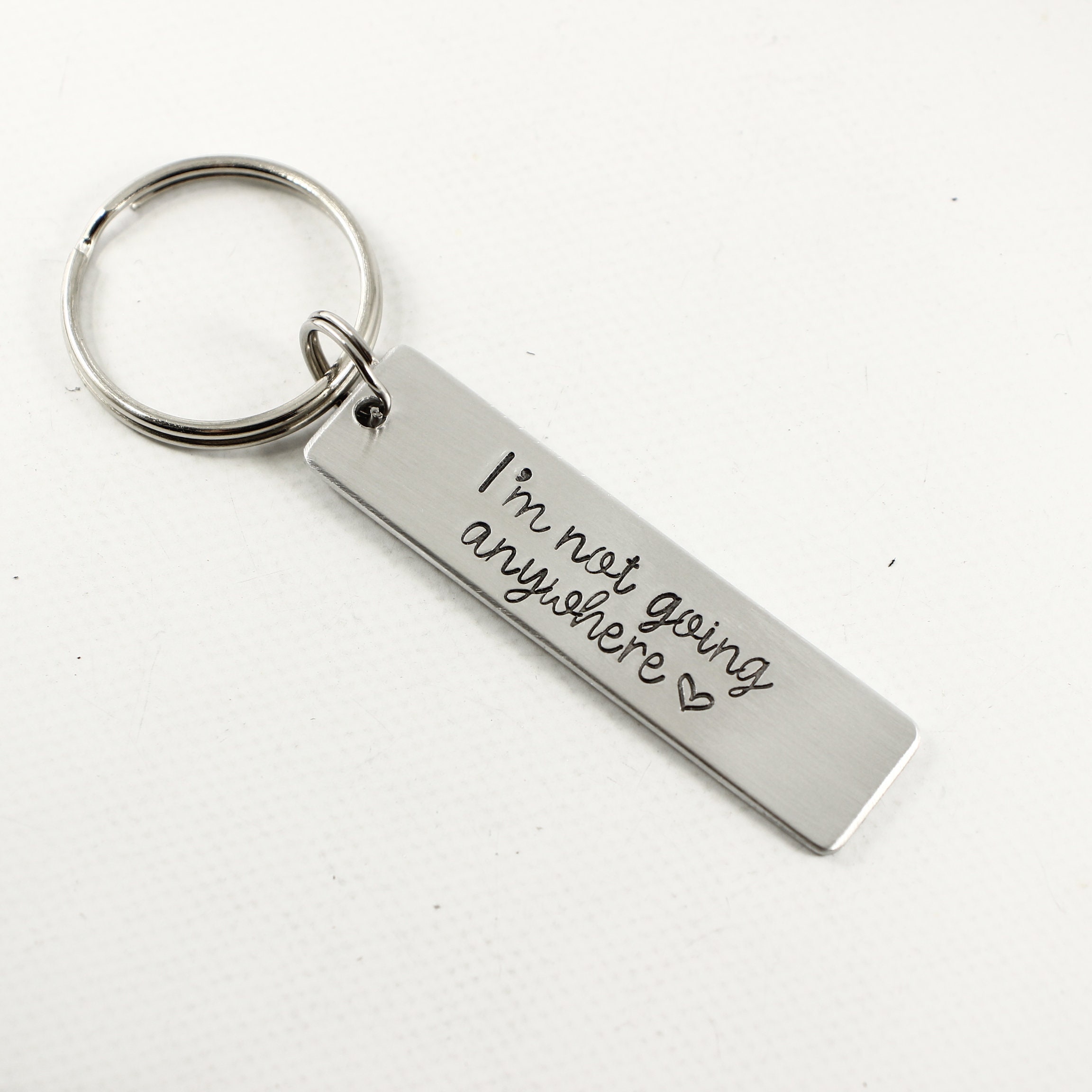 Text Keychains Custom, YOUR CHOICE of Text - Hand Stamped Keychain - Personalized ...