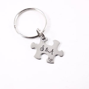 Single puzzle piece with name, date or initials Charm Add-On / Keychain / necklace image 10