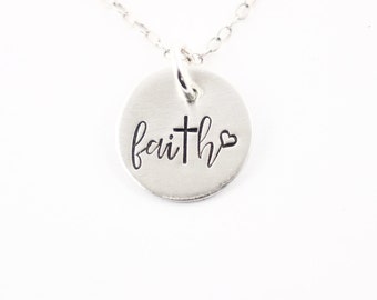 Faith sterling silver necklace - faith charm - faith necklace - everyday necklace - petite charm necklace