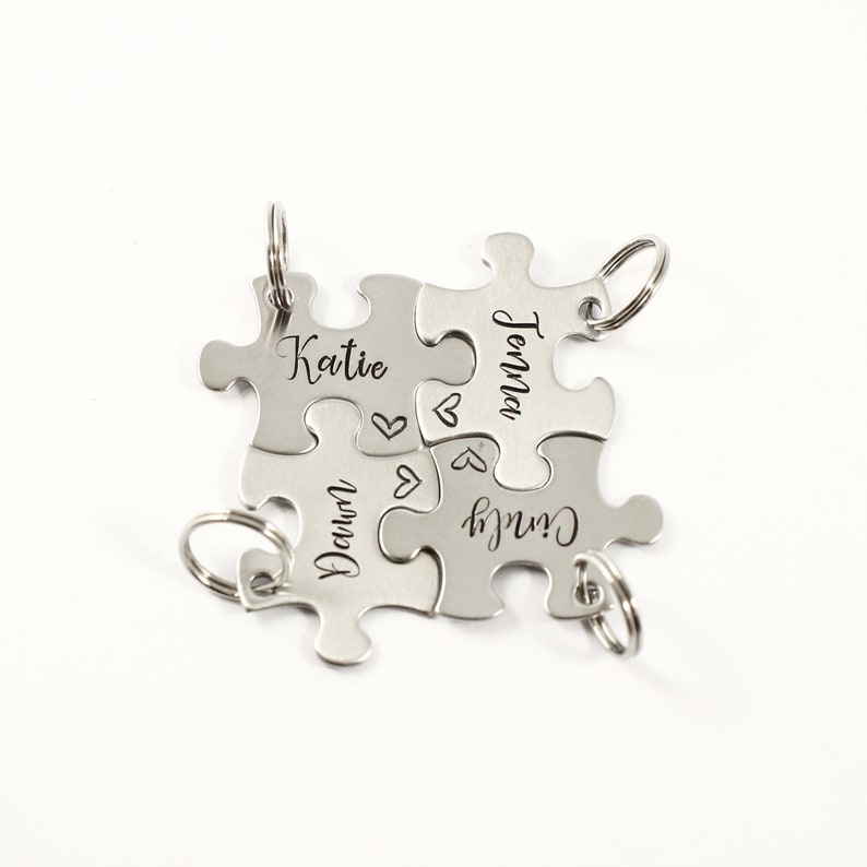Single puzzle piece with name, date or initials Charm Add-On / Keychain / necklace image 4