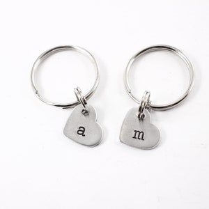 Custom Hand Stamped Initial Keychain - Small Heart - Etsy