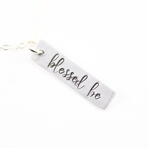 blessed be hand stamped sterling silver charm necklace - layering necklace - blessed be necklace - wiccan -
