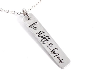 Be still and know necklace - Sterling silver charm necklace