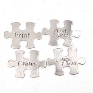 Single puzzle piece with name, date or initials Charm Add-On / Keychain / necklace image 2