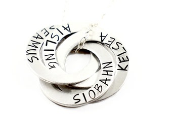Four Ring Russian Ring Necklace - Interlocking Ring necklace - quadruple ring charm - Russian ring charm - Custom Russian Ring