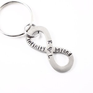 Infinity & beyond Keychain with initials - Infinity and beyond  - infinity symbol keychain