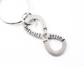 Infinity & beyond Keychain with initials - Infinity and beyond  - infinity symbol keychain