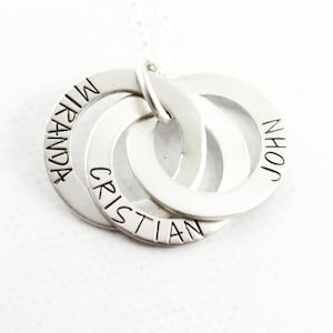 Three Ring Russian Ring Necklace - Interlocking Ring necklace - triple ring charm - Russian ring charm - Custom Russian Ring