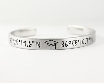 Custom graduation Coordinate Bracelet - GPS Location - Coordinate Jewelry