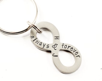 Always & Forever Infinity Keychain with initials - Always and Forever - infinity symbol keychain