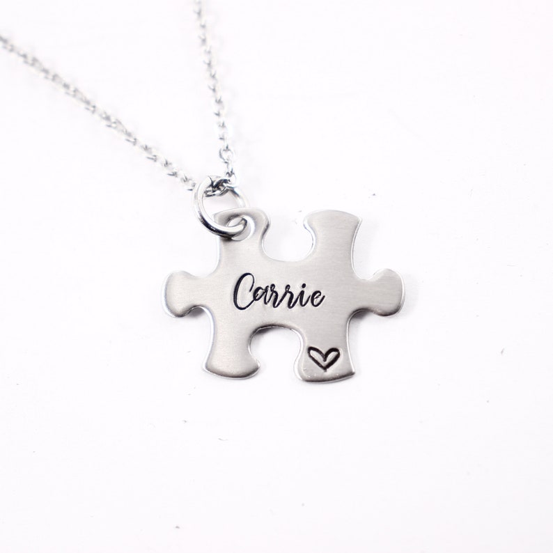 Single puzzle piece with name, date or initials Charm Add-On / Keychain / necklace image 9
