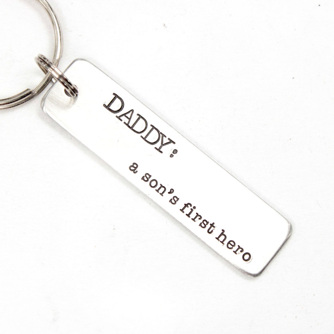Daddy Keychain daddy a Son's First Hero Daddy Keychain Dad Keychain