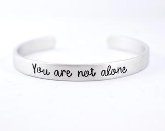 Custom Stamped, 1/4" Wide Pure Aluminum Cuff Bracelet with your choice of text - thin cuff bracelet