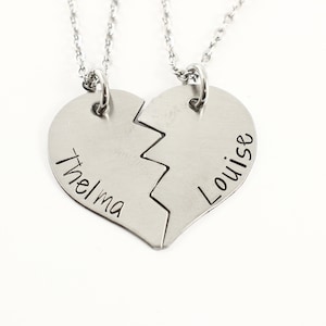 Thelma and Louise - Stainless Steel Broken Heart Necklace Set