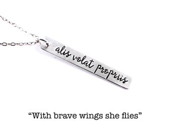 Alis volat propriis - She flies with her own wings - Sterling silver necklace