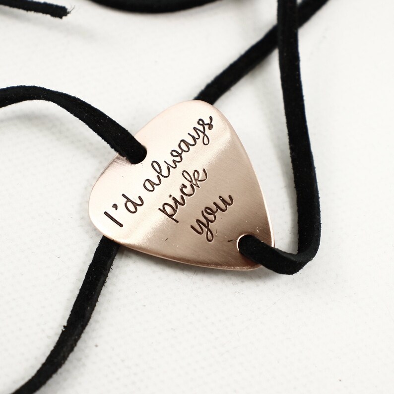 Custom Hand Stamped Guitar Pick Leather Wrap Bracelet Great Etsy