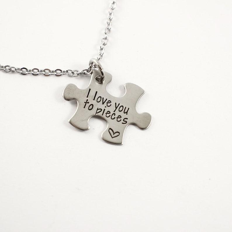 Single puzzle piece with name, date or initials Charm Add-On / Keychain / necklace image 7