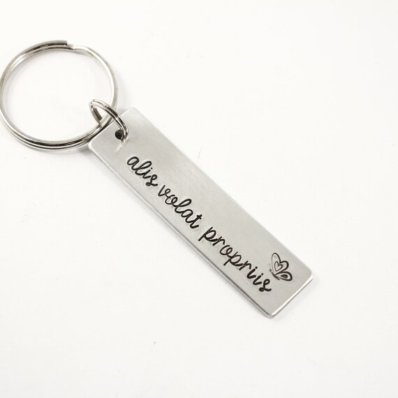 Inspirational Quote Gift Wings Key Chain Custom Handstamped Keychain Build Your Wings On The Way Down