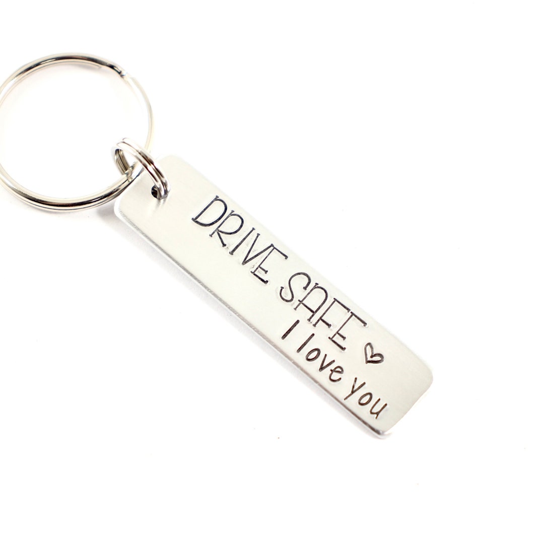 Drive Safe I Love You Keychain option to Personalize the Etsy