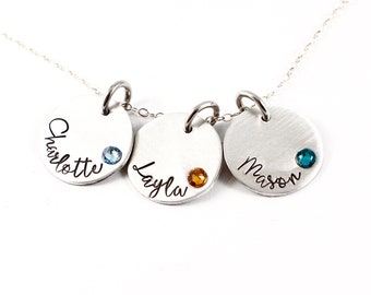 THREE Name Charms - Mother's / Mommy Necklace - personalized mother's necklace - Sterling Silver - mother's day gift