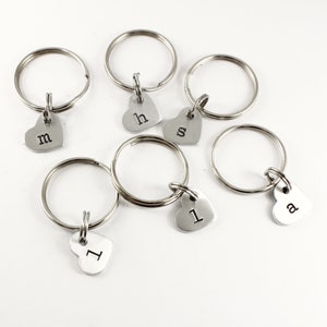 Custom Hand Stamped Initial Keychain - Small Heart - Etsy
