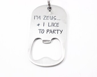 I Like to Party Bottle Opener Pet ID Tag - Dog ID - stainless steel - funny pet tag