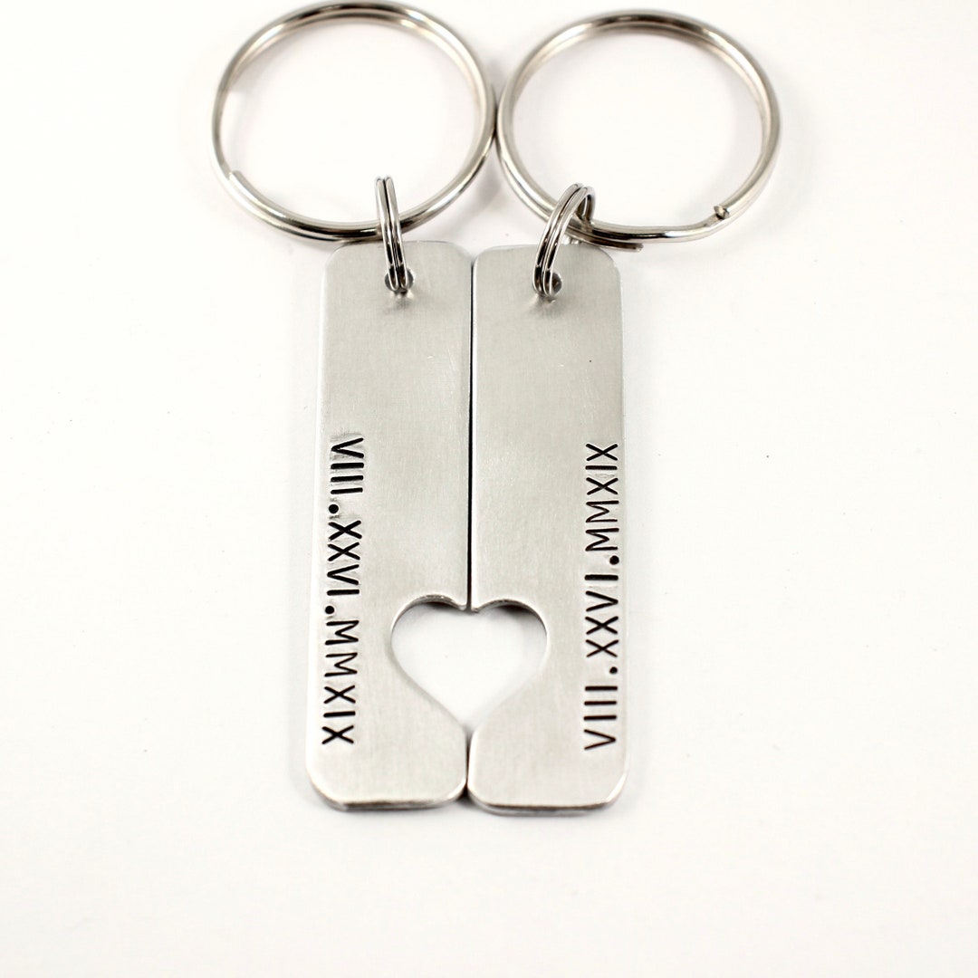Roman Numeral Matching Couples Keychain Set - Etsy