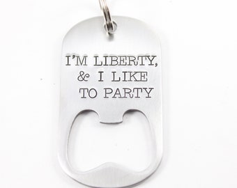 I Like to Party Bottle Opener Pet ID Tag - Dog ID - stainless steel - funny pet tag