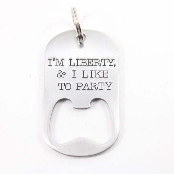 I Like to Party Bottle Opener Pet ID Tag - Dog ID - stainless steel - funny pet tag